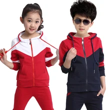 Весенняя одежда для мальчиков от 5 до 17 лет Одежда для больших детей комплекты из 2 предметов Осенняя спортивная одежда с длинными рукавами для мальчиков, костюм с капюшоном для девочек