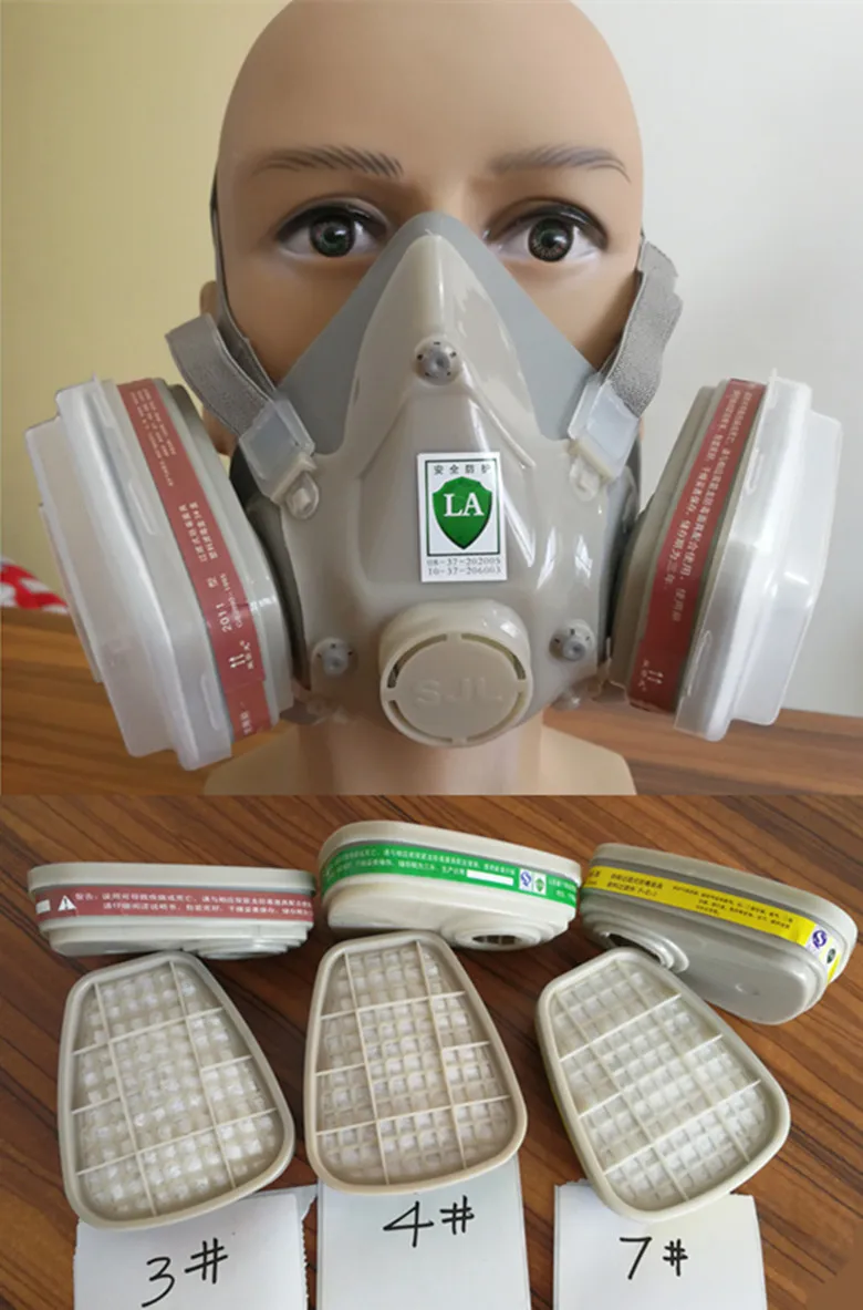 

SJL6200 7pcs suit Gas Mask Half Face Facepiece Respirator For Painting Spraying same 3M 6200 free shipping