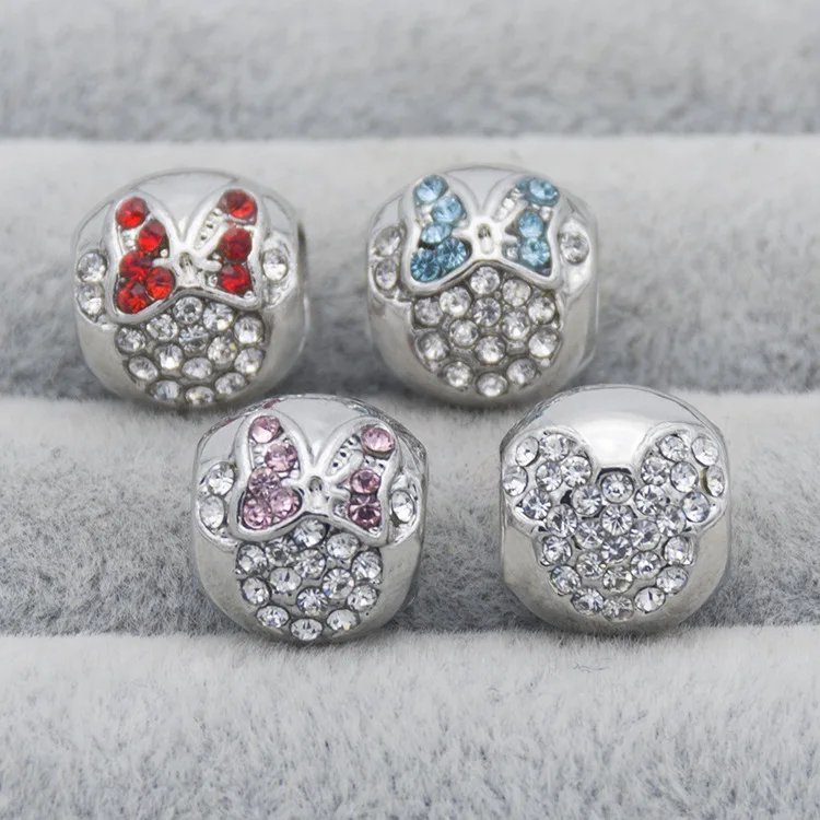 

2019 Exquisite DIY European Beads Cartoon Mickey Minnie Cartoon Rhinestones Beads Charms Fit Original Bracelet Big Hole Beads
