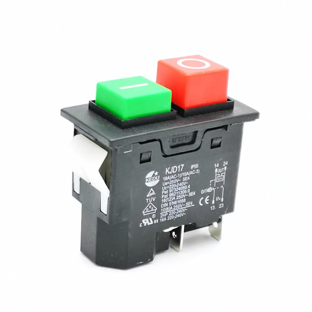 

4pin IP55 220-240V 16A Electromagnetic Push button Safety Switch for Garden Machine Electronic Power Tool Equipment KJD17