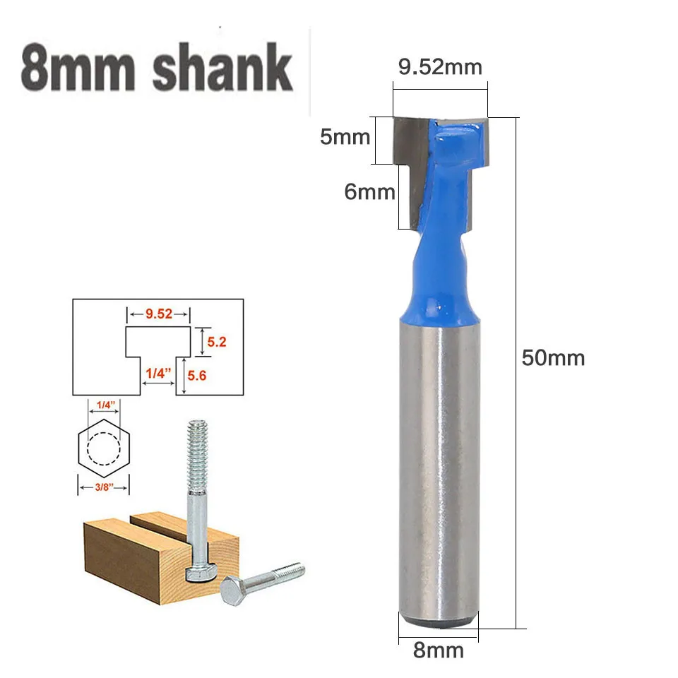 1 шт. 8 мм хвостовик Т-образные фрезы Фрезы Набор для 1/" шестигранных болтов из карбида вольфрама для дерева цена в долларах