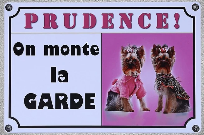 

1 pc French Do not disturb caution dog garden backyard Tin Plate Sign wall plaques house Decoration Dropshipping metal Poster