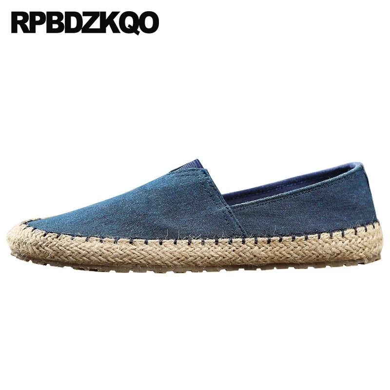 European Slip On Plus Size Espadrilles Summer Beach 11 46 Big Runway Large Italian Men Canvas Shoes Casual Blue Black Hemp Woven | Обувь