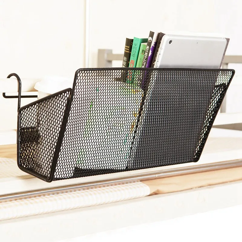 Iron Hanging Storage Basket Dormitory Bed Organizer Rack Bookshelf