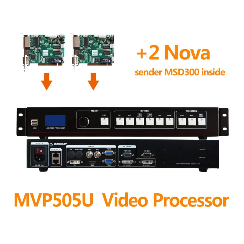 Видеопроцессор USB аналогичный nova star VX2U с 2 msd300 карта отправки для светодиодного
