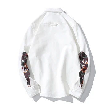 

Spring New Japanese Will Code Male Sleeve Nation Wind Printing Solid Color Self-cultivation Shirt