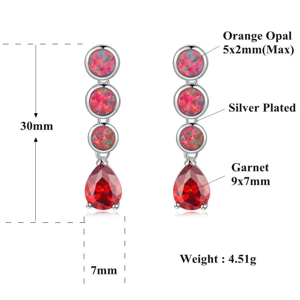 CiNily создан оранжевый огненный опал апельсин, гранат посеребренный горячая Распродажа для женщин ювелирные серьги-гвоздики 1 1/" OH3438