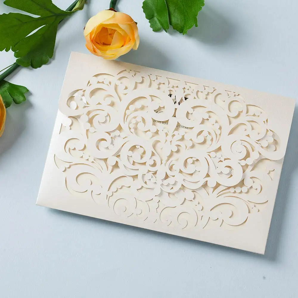  20PCS White Heart Laser Cut Wedding Invitations Card for Paraboda Graduation Rehearsal Dinner Birth - 32991294653