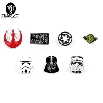

20pcs/lot Star Wars Stormtrooper Brooch Pin Star Wars Darth Vader Rebel Alliance Ancient Falcon Brooch badge lapel pin men