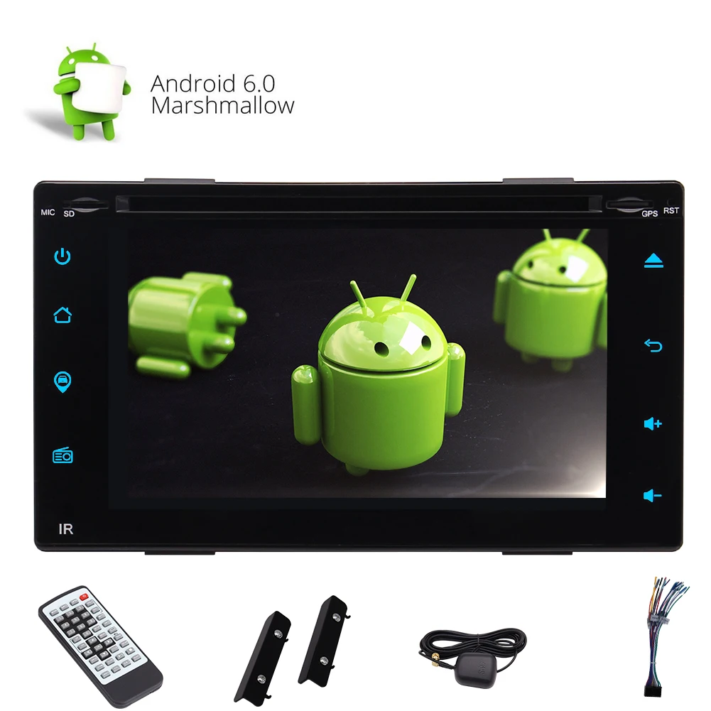 Cheap HD Android 6.0 4-Core Car Radio 2 Din In Dash CD DVD Player Multimedia Video Bluetooth Touch Screen GPS WiFi USB 6.2" Head Unit 0