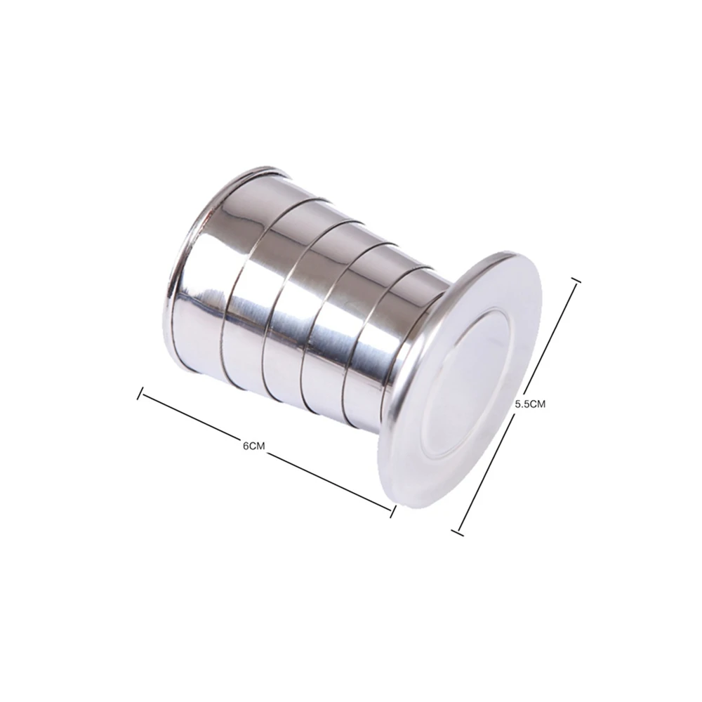 KingCamp 60 ml Mini portátil de viaje al aire libre Camping llavero Copa plegable de compresión de taza de acero inoxidable al aire libre Accesorios