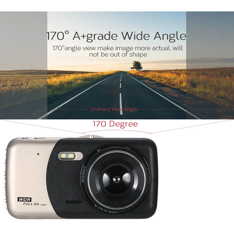 QUIDUX видеорегистратор для автомобиля двойной объектив 4 дюйма Full HD 1080P монитор