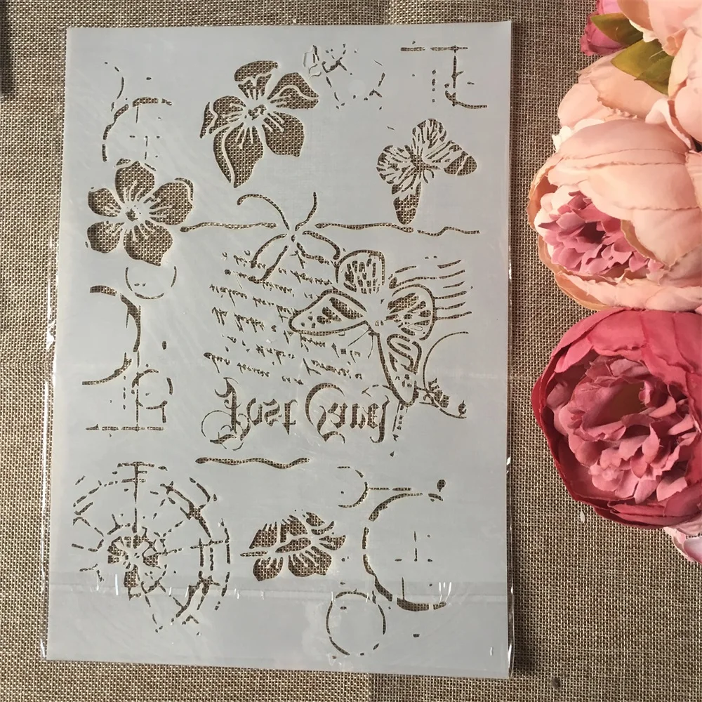 

1Pcs A4 Post Card Butterfly DIY Layering Stencils Wall Painting Scrapbook Coloring Embossing Album Decorative Paper Template