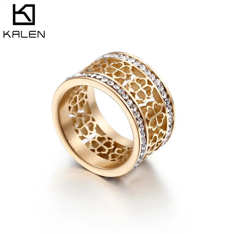 Kalen, золото и серебро, нержавеющая сталь, Anillos Mujer, богемные стразы, цветочные кольца для женщин, обручальные кольца, Женские Ювелирные изделия