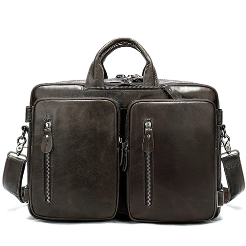 WESTAL, Большой Вместительный мужской портфель из натуральной кожи, деловые мужские сумки для документов, мужская кожаная сумка для ноутбука, 14 дюймов, сумка для компьютера 433 - Цвет: 433gray
