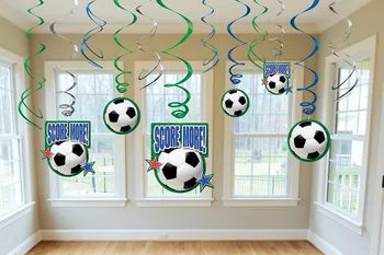 

12pcs/set Football Soccer Club Theme For Kids Birthday Home Party Children's Day PVC Spiral Ornament Backdrops Party Supplies