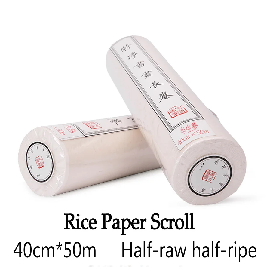 

40cm*50m/roll Chinese Rice Paper Half-raw half-ripe painting paper scroll for artist calligraphy painting Art supplies