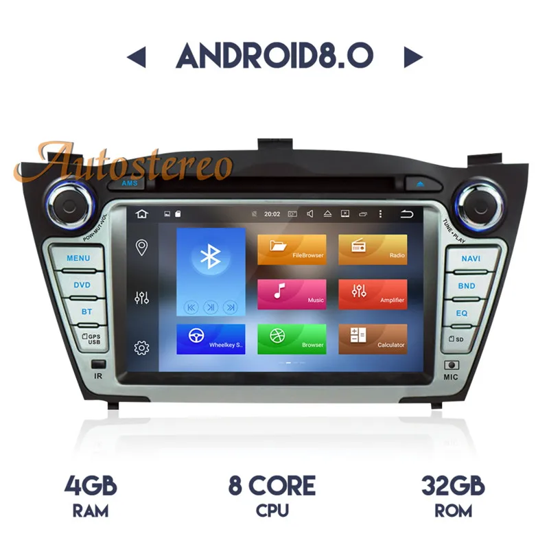 Discount The newest Android8.0 Car DVD player GPS Navigation For Hyundai IX35 Tucson 2009-2015 Satnav multimedia autostereo tape recoder 7