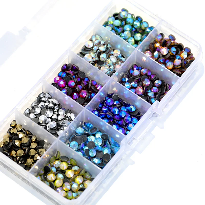

SS10 5000pcs Mix Colors AB With Box 10 Colors DMC Hot Fix Rhinestones Crystal Glass Strss Hotfix Rhinestones For Garment Y3023