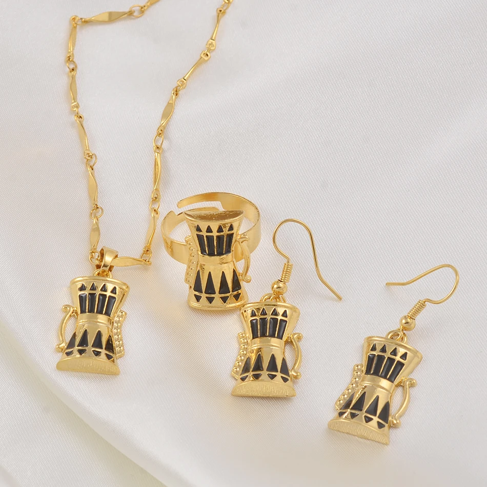 

Anniyo Drum Jewelry sets Papua New Guinea Necklace Earrings Ring Sets for Women PNG New Style Traditional Festiva Gifts #016216