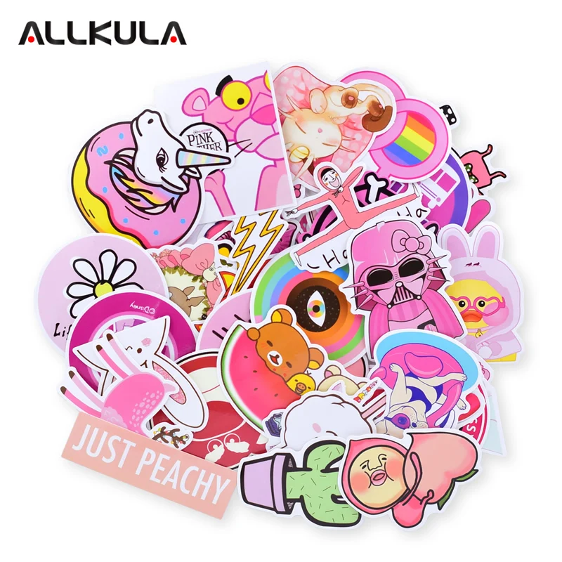 50pcs Cute Pink Series Stickers Funny Kids Toy Sticker for DIY Luggage ...