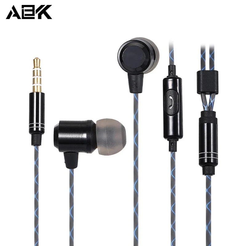 ALBK 3.5mm In ear Wired Metal Stereo Earbuds Super Bass Call Receiving