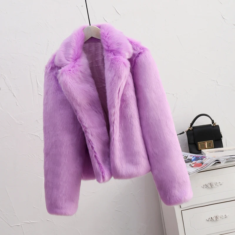 Winter Calling Women Faux Fur Coat Fabulous Fashion Turn Down Collar Faux Fox Fur Outerwear Thicken Warm Winter Jackets Overcoat
