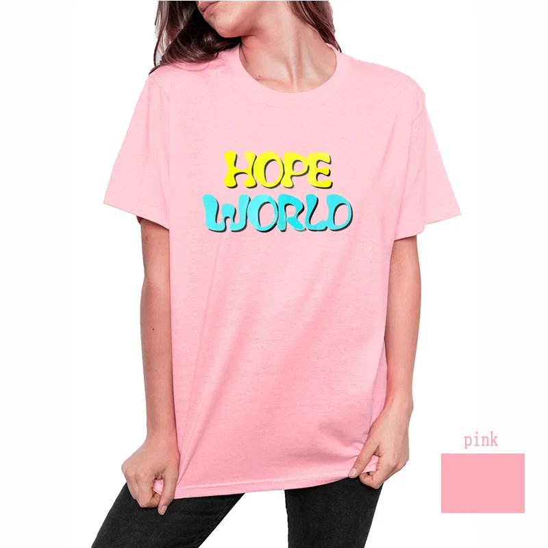 Hope рубашка цвета радуги, J-Hope футболка, Jung Hoseok рубашка, Hope World футболка, Bias рубашка, Cypher футболка, Ddaeng рубашка - Цвет: Розовый