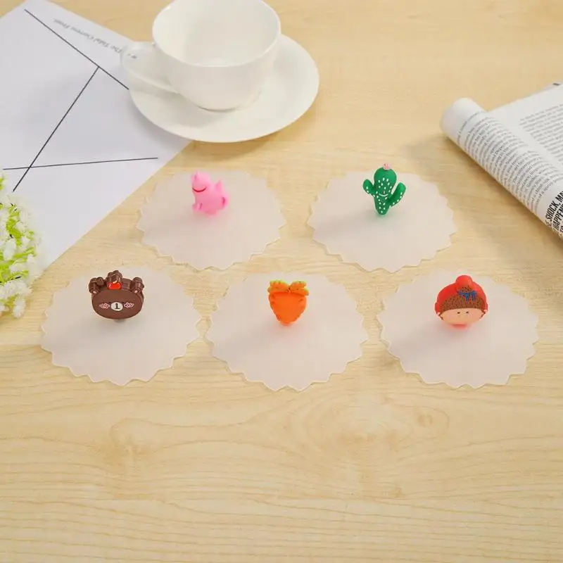 Heat Resistant Transparent Cherry Blossom Creative Cartoon Silicone Cup Cap