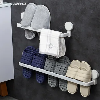 

AIBOULLY Bathroom Storage Rack Shoe Wall Hanging Punch Free Living Room Shoe Household Shelves Wall Hanging Organizer