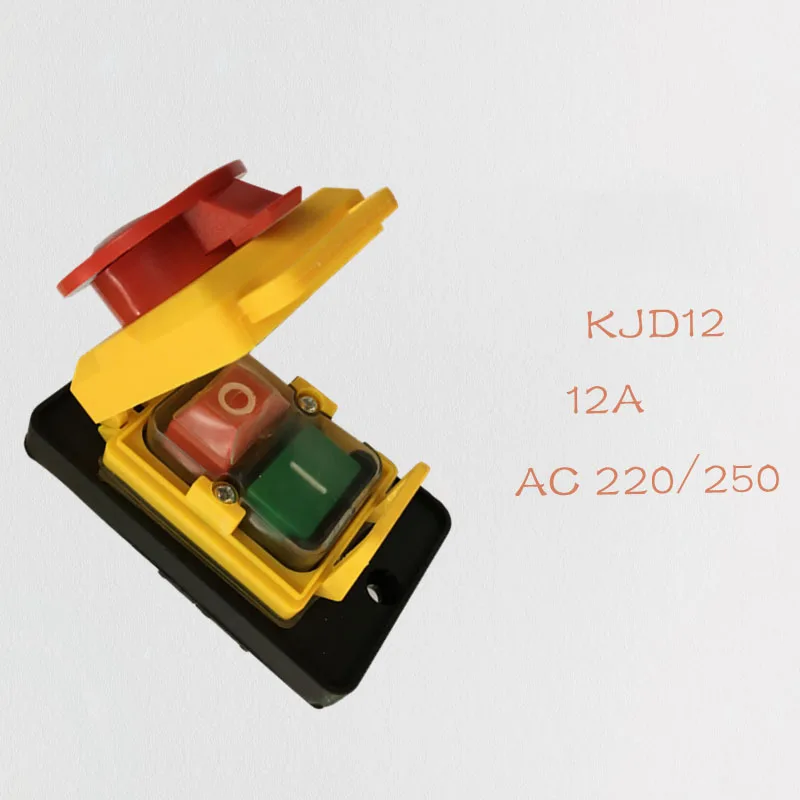 

KJD12 Button Switch 250V 4-Pin Start Stop No Volt Release Push Button Switch NVR Common to Woodshop and Metalwork Machines