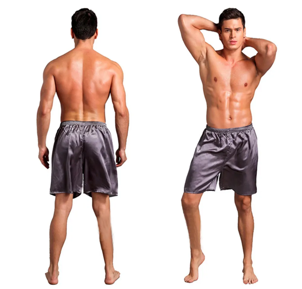 Summer short shorts men underwear Loose Satin Silk Pyjama Homme Sleep Bottoms Soft Boxer Pajama Nightwear Underpants satin pajamas