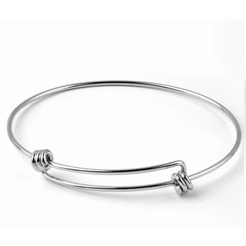 

48mm 64mm 72mm Stainless Steel Wired Bangle Simple Expandable Bracelet Findings DIY European Charms Making NO Fade Accessories