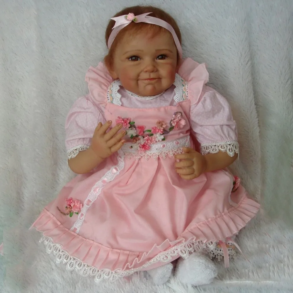 

55CM Silicone Reborn Baby Doll kids Playmate Gift For Girls Smile Realistic Alive Exquisite Bouquets Doll Bebe Reborn New Sale
