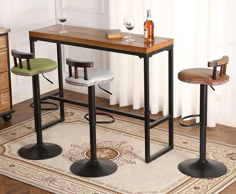 Железный художественный барный стул в европейском стиле, барный стул, подъемный высокий табурет, домашняя спинка, табурет, кухонный барный табурет, кофейная мебель