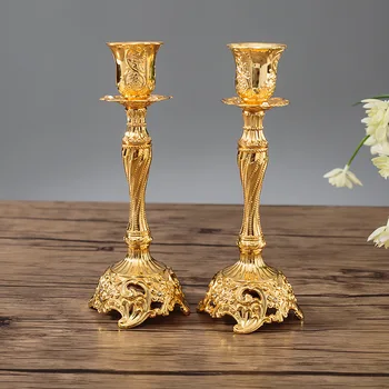

1 Pair Gold / Silver Color Wedding Gift Metal Candle Holders Candle Holder Diwali Decorations Candlestick Candle Holders 3DZT020
