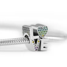 DIY Подходит для Pandora Charms браслеты многоцветные любовь бусины 925 пробы-серебро-ювелирные изделия