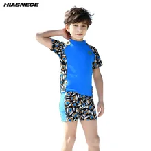 Купальник из двух частей для мальчиков от 2 до 12 лет, короткая рубашка и шорты синий, оранжевый, Лоскутная пляжная одежда, детский купальный костюм одежда для плавания