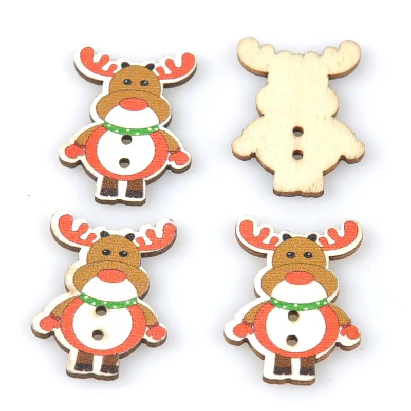 50pcs-24-33mm-MIxed-Red-Christmas-Buttons-botones-de-madera-Flatback-Scrapbooking-Wooden-Button-Sewing-Accessories (2)