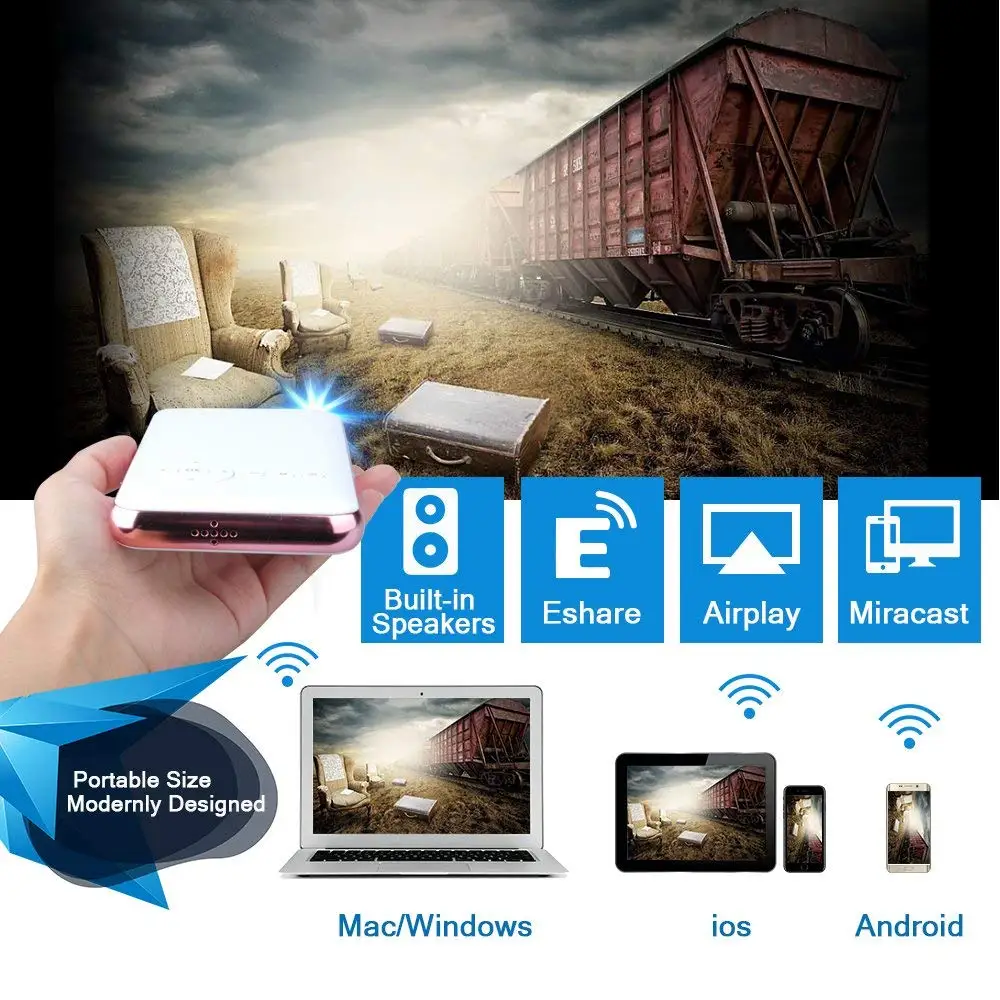 OTHA мини Smart Android проектор с HDMI Вход и вертикальная коррекция трапецеидальных