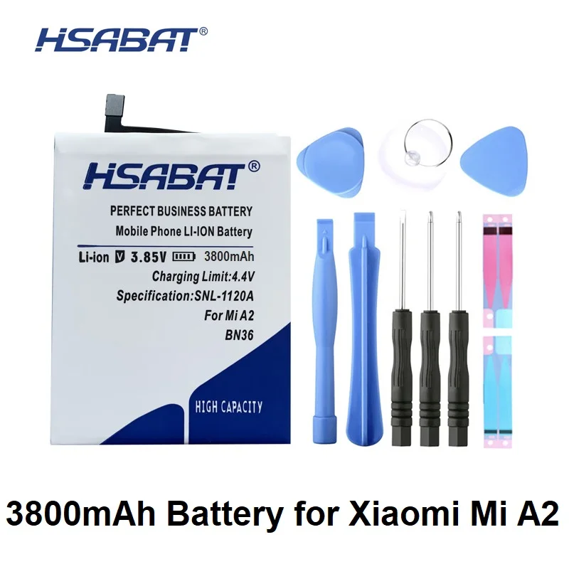 

HSABAT BN36 3800mAh Batteries For Xiaomi Mi A2 MiA2 Mi 6X Mi6X free tools