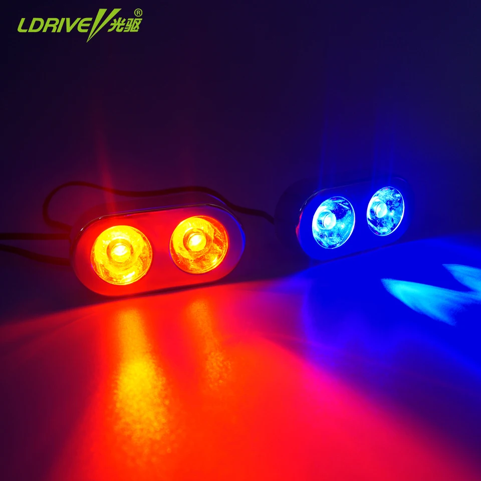2Pcs/Lot 12V 3W Red Blue White 3 Flashing Modes Emergency Strobe