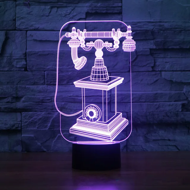 

Restoring Ancient Ways Telephone 3D Night Light Creative Visual Acrylic 3d Illusion Lamp 7 Colors Changing USB LED Table Lamp