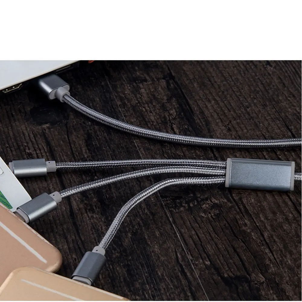 Новый дизайн 100 см 3 в 1 premium оплетка Кабель USB для iPhone 6/5/iPad и Samsung Android зарядки|samsung