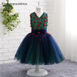 Forevergracedress реальные фотографии Прекрасное платье с цветочным узором для девочек милые рукавов цветами ручной работы Тюль детская
