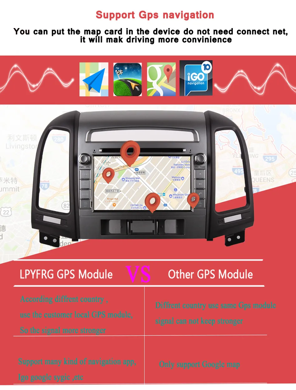 Clearance 1024*600 HD 4G RAM Android 9.0 Car DVD Multimedia Player for HYUNDAI SANTA FE 2006-2012 GPS+Radio Stereo Head unit tape recorder 6