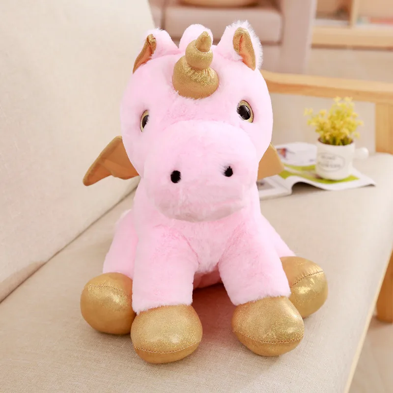 Miaoowa 1pc 40cm Kawaii Soft Plush Horse with Wings Staffed Cute Animal Cartoon Unicorn Plush Toys Lovely Kids Doll Pillow Gift