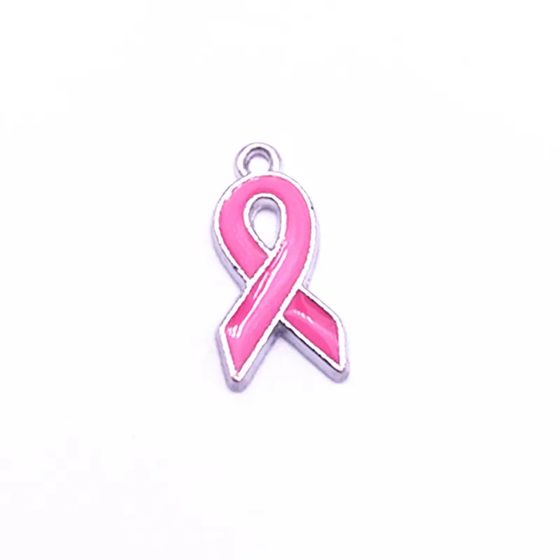 Розовая эмалированная лента подвеска на завязках раковые подвески для женщин ожерелье Браслеты DIY аксессуары ювелирные изделия 10 шт