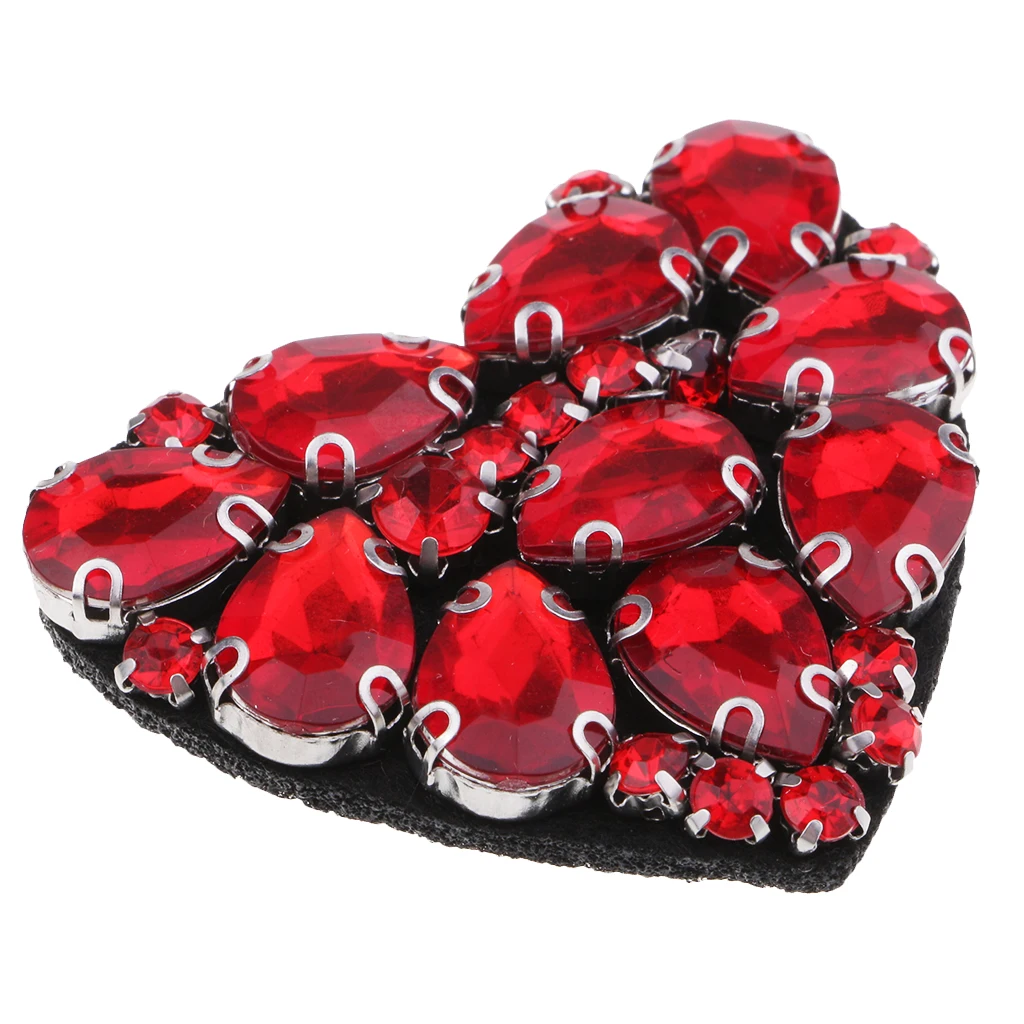 Red Heart Beaded Rhinestones Patch Sew on Patch Embroidered Patch Applique Decoration