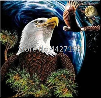 

Needlework Diy Diamond Painting Cross Stitch Eagle 100% Full Square Diamond Embroidery Mosaic Crafts Moon Scenery